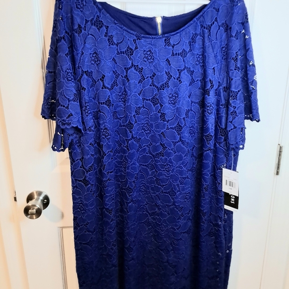 Perceptions Plus Short Sleeve Floral Lace Sheath Dress Cobalt Blue Size 22W NWT. - Picture 10 of 10